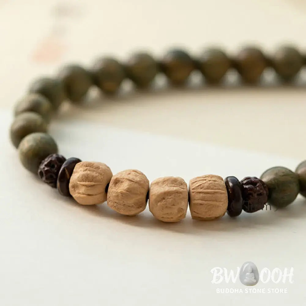 Buddha Stones Green Sandalwood Positive Peace Bracelet - BWOOOH - Bracelet