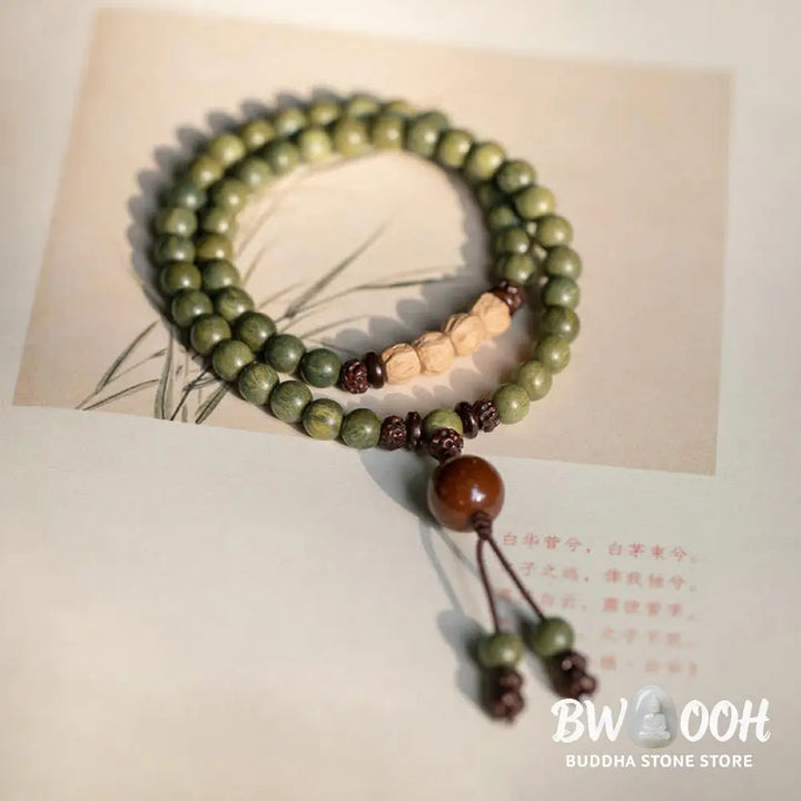 Buddha Stones Green Sandalwood Positive Peace Bracelet - BWOOOH - Bracelet