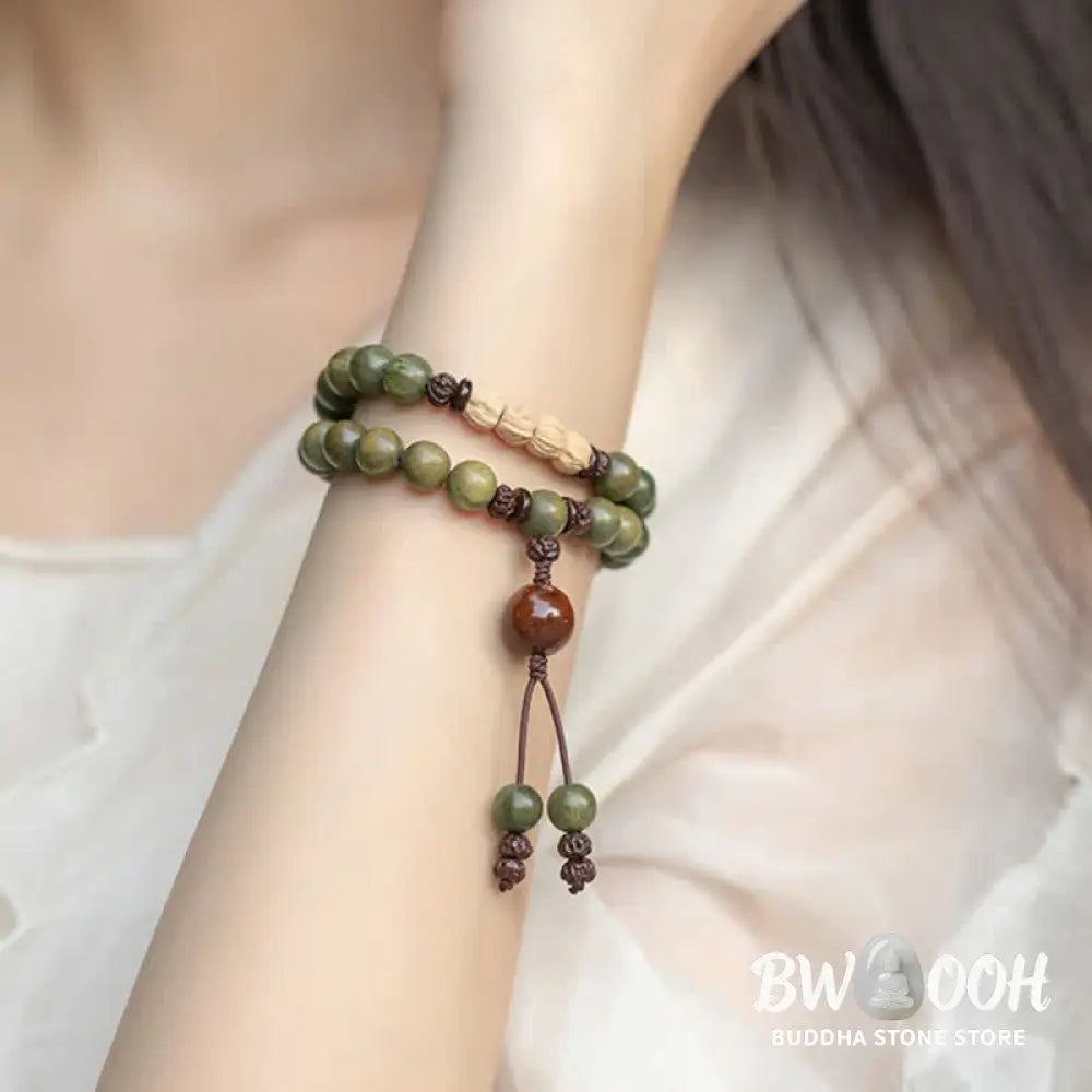Buddha Stones Green Sandalwood Positive Peace Bracelet - BWOOOH - Bracelet
