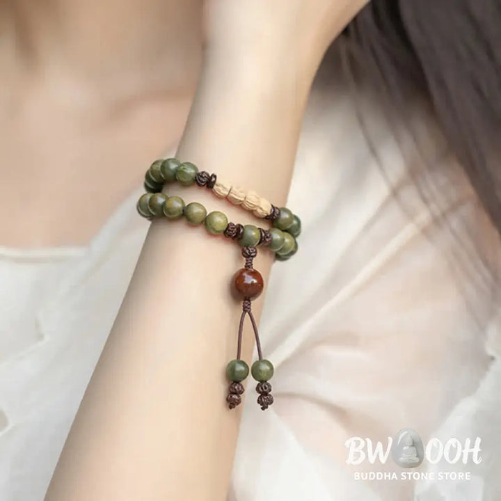 Buddha Stones Green Sandalwood Positive Peace Bracelet - BWOOOH - Bracelet