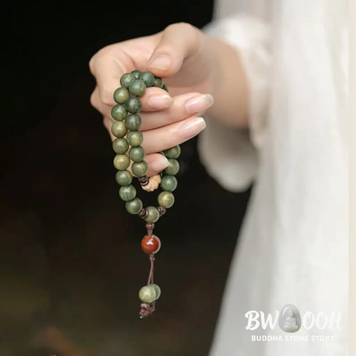 Buddha Stones Green Sandalwood Positive Peace Bracelet - BWOOOH - Bracelet