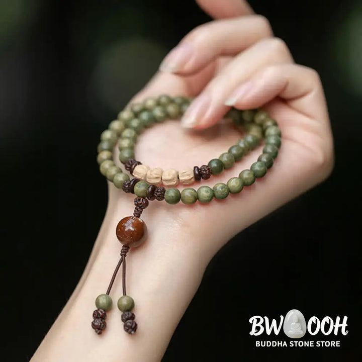 Buddha Stones Green Sandalwood Positive Peace Bracelet - BWOOOH - Bracelet