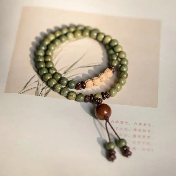 Buddha Stones Green Sandalwood Positive Peace Bracelet - BWOOOH - 6mm / 14cm - Bracelet