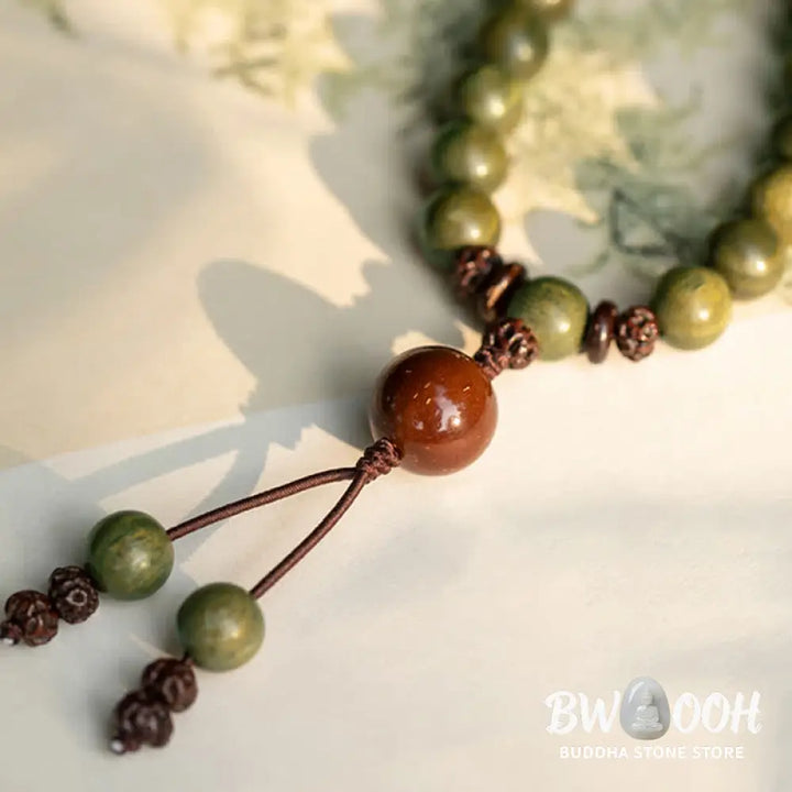 Buddha Stones Green Sandalwood Positive Peace Bracelet - BWOOOH - Bracelet