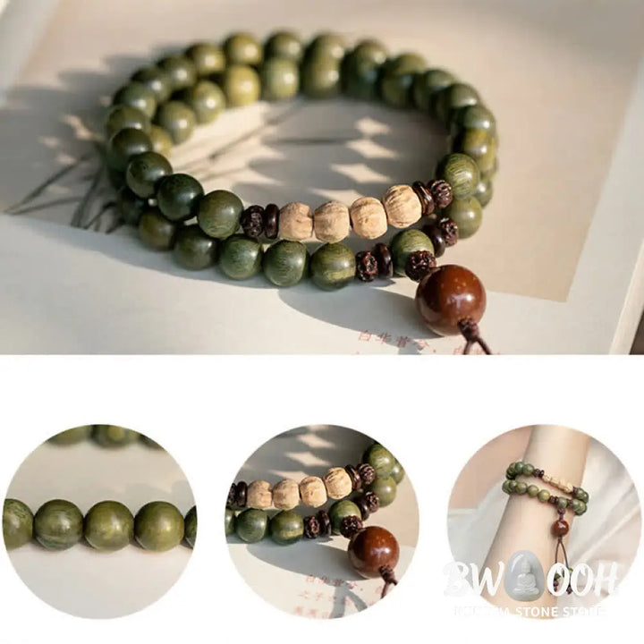 Buddha Stones Green Sandalwood Positive Peace Bracelet - BWOOOH - Bracelet