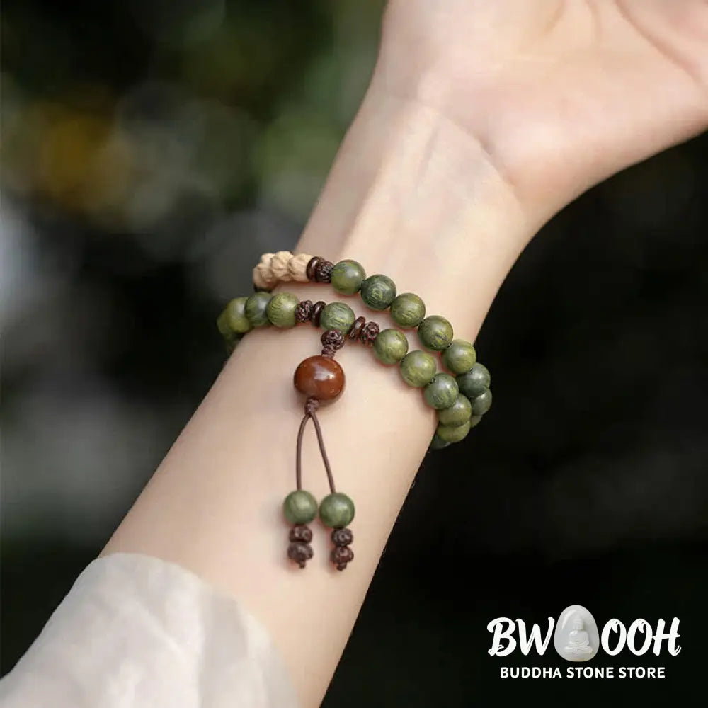 Buddha Stones Green Sandalwood Positive Peace Bracelet - BWOOOH - Bracelet