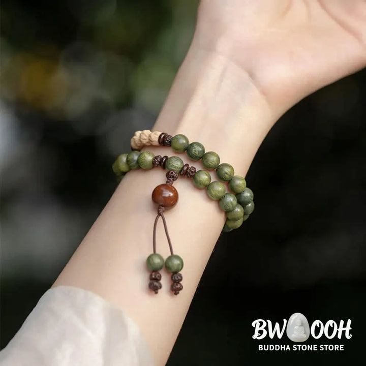 Buddha Stones Green Sandalwood Positive Peace Bracelet - BWOOOH - Bracelet