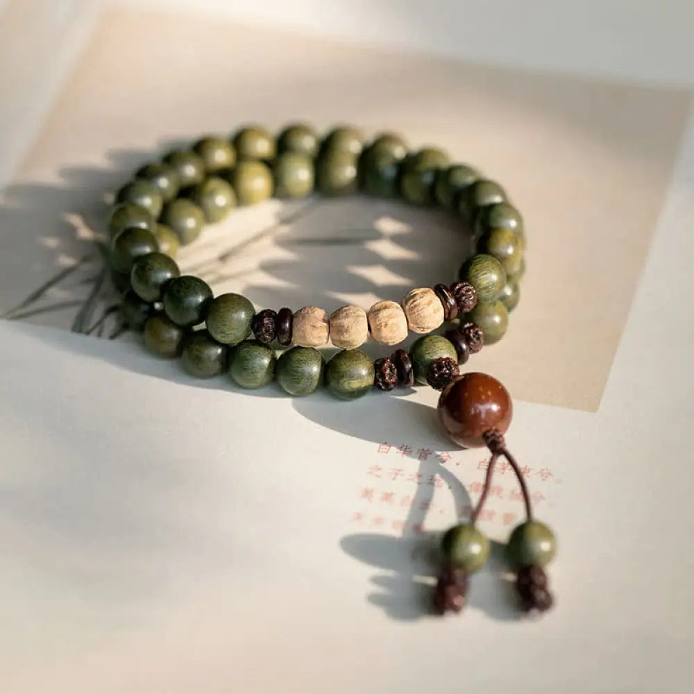 Buddha Stones Green Sandalwood Positive Peace Bracelet - BWOOOH - 8mm / 14cm - Bracelet