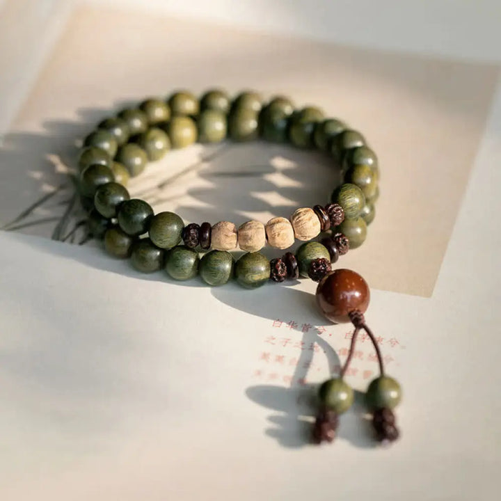 Buddha Stones Green Sandalwood Positive Peace Bracelet - BWOOOH - 8mm / 14cm - Bracelet