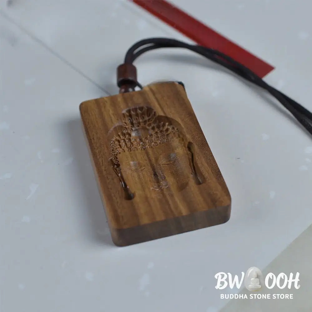 Buddha Stones Green Sandalwood Buddha Symbol Positive Necklace Pendant - BWOOOH - Green Sandalwood - Necklaces &amp;