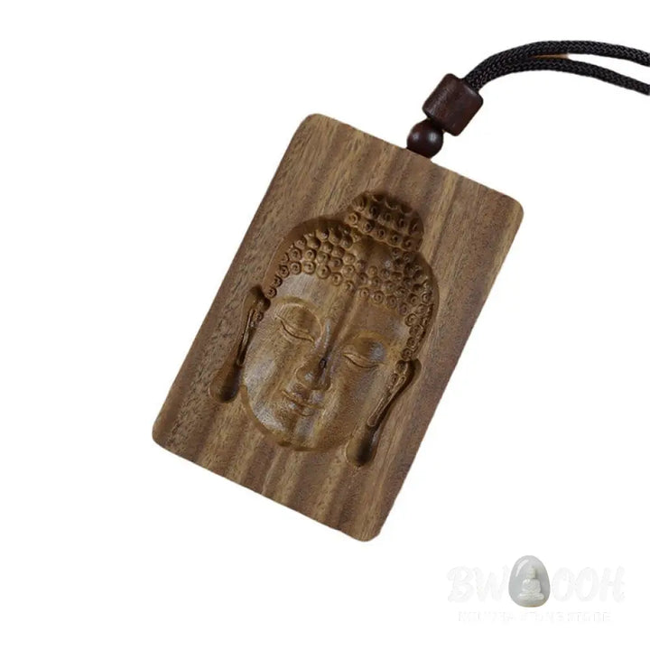 Buddha Stones Green Sandalwood Buddha Symbol Positive Necklace Pendant - BWOOOH - Green Sandalwood - Necklaces &amp;