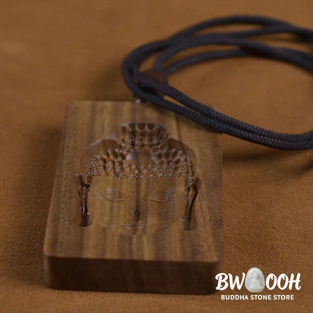 Buddha Stones Green Sandalwood Buddha Symbol Positive Necklace Pendant - BWOOOH - Green Sandalwood - Necklaces &amp;