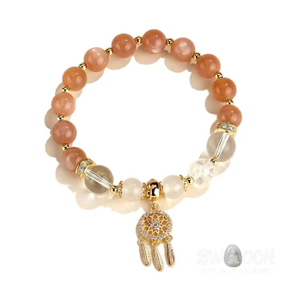 Buddha Stones Green Strawberry Quartz Amethyst Crystal Dreamcatcher Healing Bracelet - BWOOOH - Bracelet