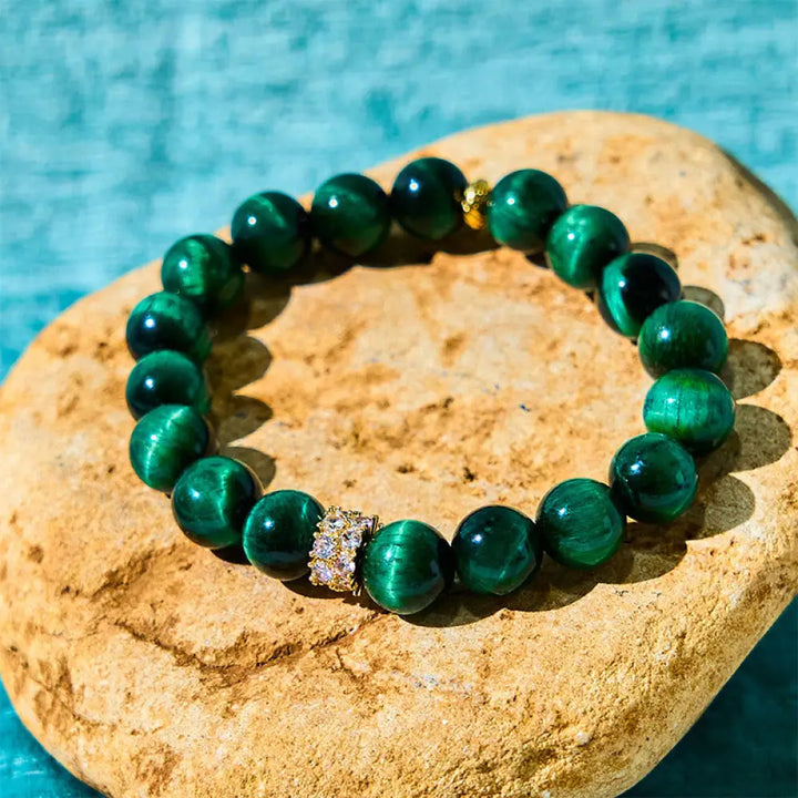 BWOOOH Green Tiger Eye Positive Bracelet — Tiger Eye crystal healing bracelet for spiritual healing and mindful living