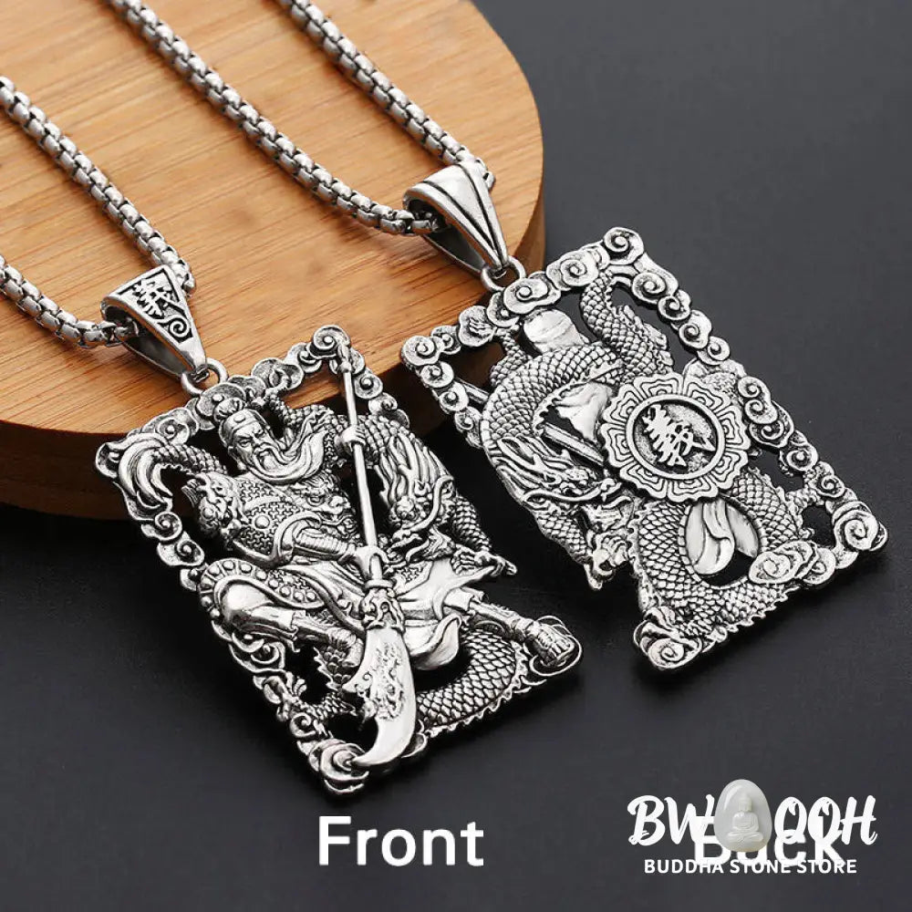 Buddha Stones Guan Gong Dragon Auspicious Clouds Wealth Necklace Pendant - BWOOOH - Necklaces &amp; Pendants