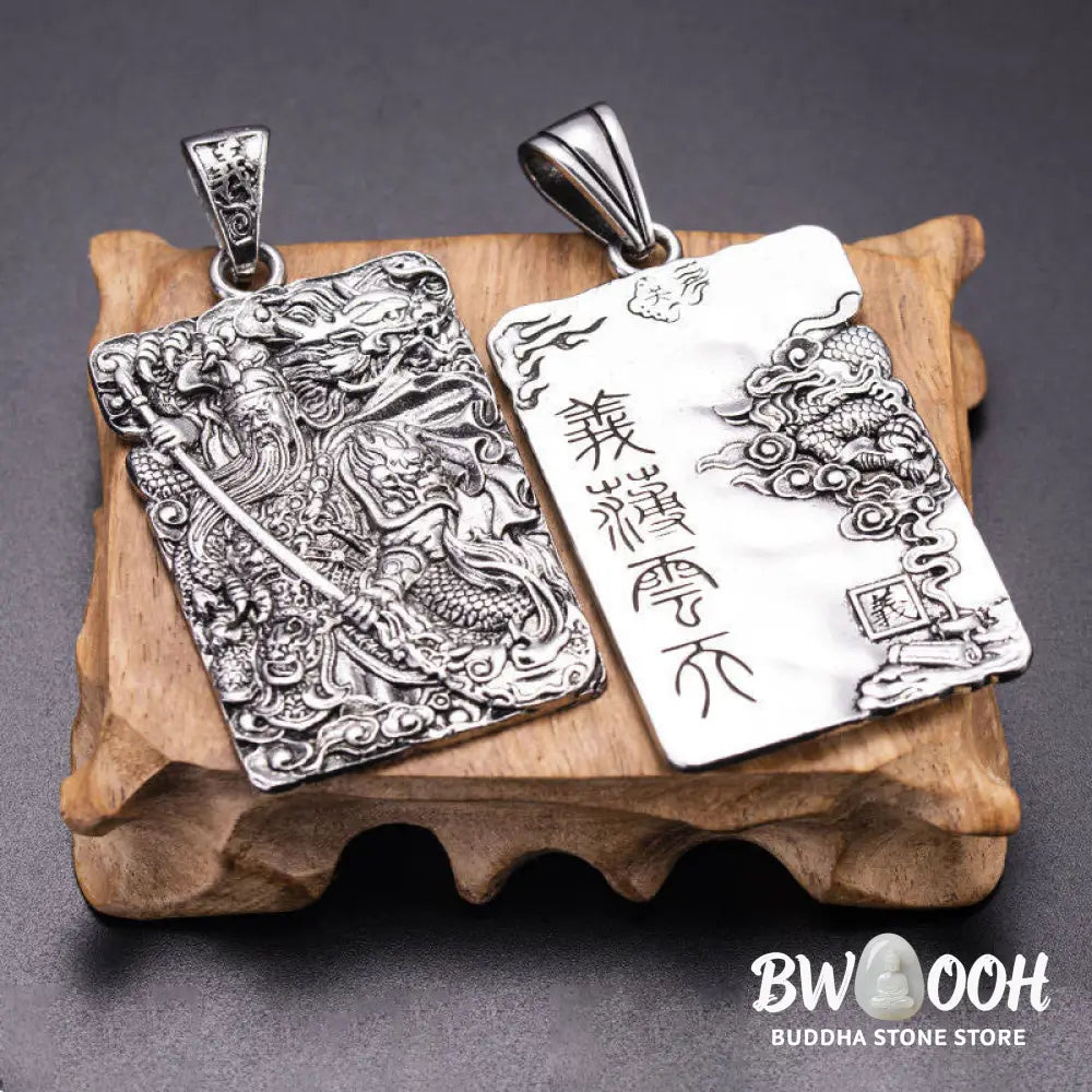 Buddha Stones Guan Gong Dragon Auspicious Clouds Wealth Necklace Pendant - BWOOOH - Necklaces &amp; Pendants