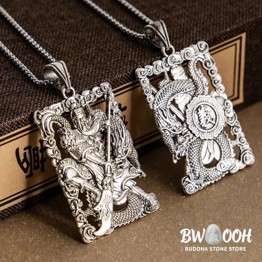 Buddha Stones Guan Gong Dragon Auspicious Clouds Wealth Necklace Pendant - BWOOOH - Necklaces &amp; Pendants