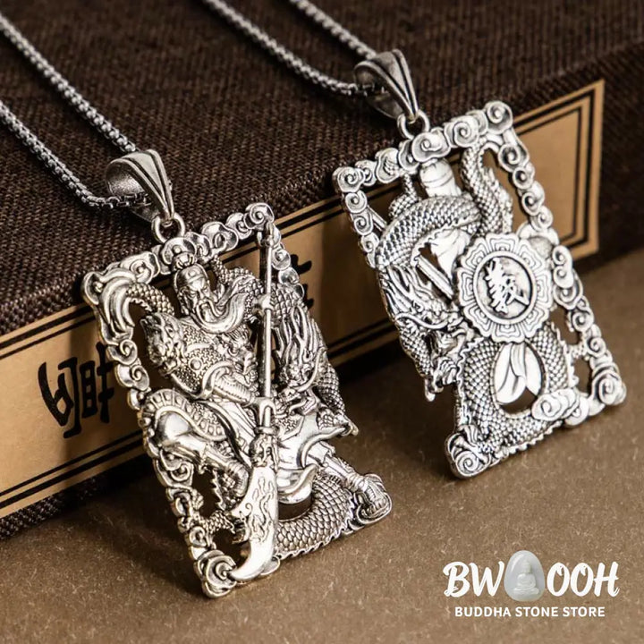 Buddha Stones Guan Gong Dragon Auspicious Clouds Wealth Necklace Pendant - BWOOOH - Necklaces &amp; Pendants