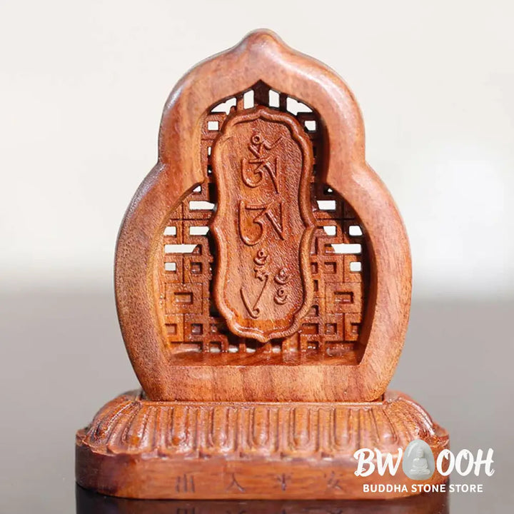BWOOOH Guru Rinpoche Buddha Padmasambhavan Serenity Wood Engraved Statue Figurine Decoration - 7*7.5cm