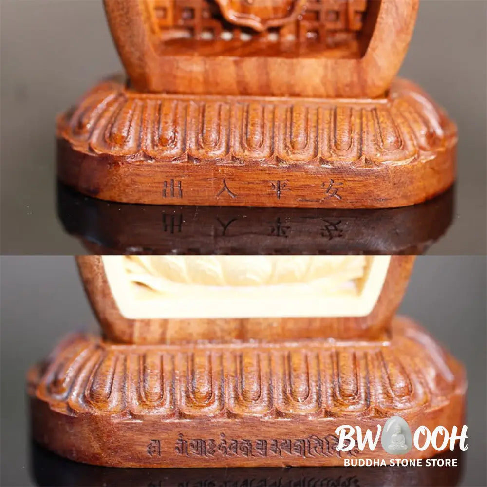 BWOOOH Guru Rinpoche Buddha Padmasambhavan Serenity Wood Engraved Statue Figurine Decoration - 7*7.5cm