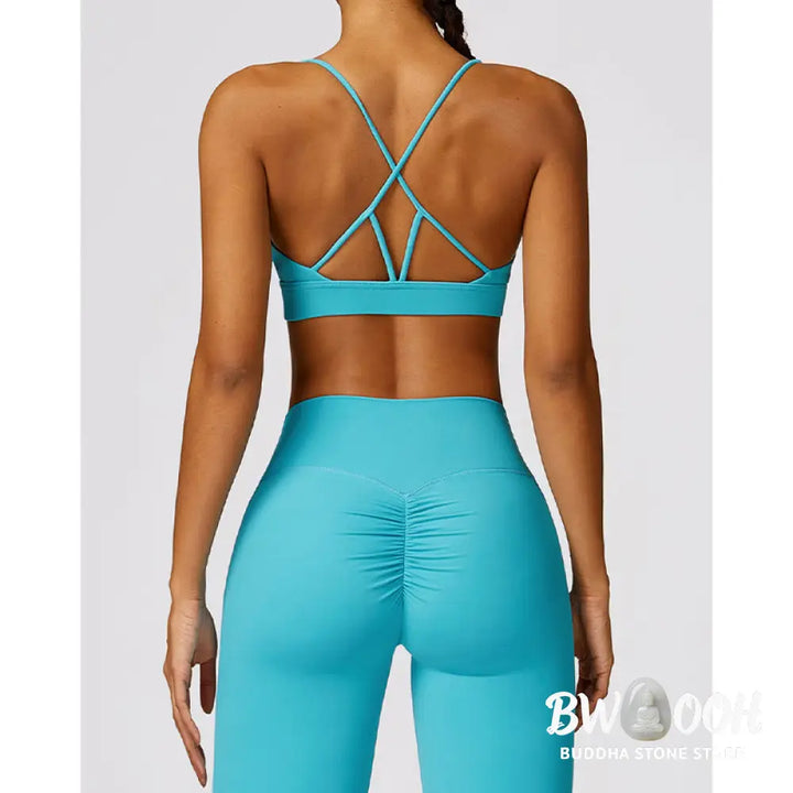 BWOOOH lotus print yoga pants - Gym Sports Yoga Backless Bra Crop Tank T