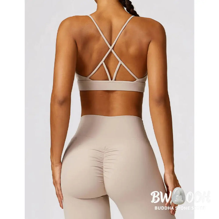BWOOOH lotus print yoga pants - Gym Sports Yoga Backless Bra Crop Tank T
