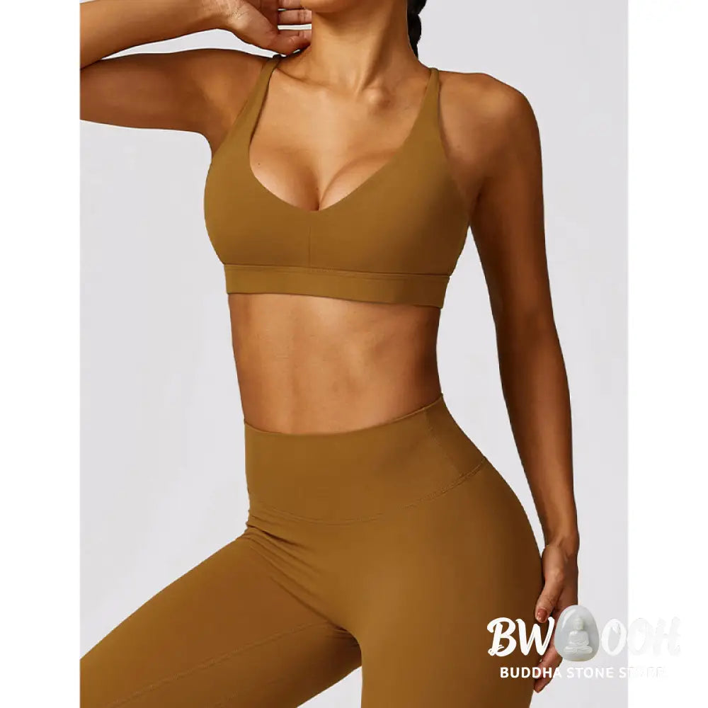 BWOOOH lotus print yoga pants - Gym Sports Yoga Backless Bra Crop Tank T