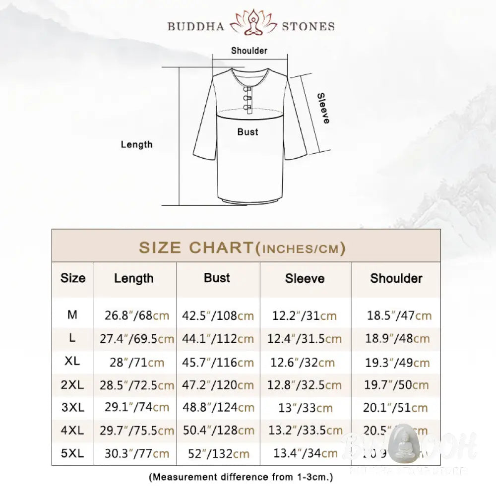 Buddha Stones Half Button Striped Three Quarter Sleeves Linen Men’s Shirt - Men’s Shirts