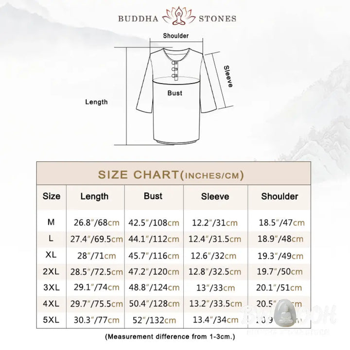 Buddha Stones Half Button Striped Three Quarter Sleeves Linen Men’s Shirt - Men’s Shirts