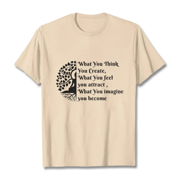 Buddha Stones Half-meditation Buddha Tree Tee T-shirt - Bisque / S - T-Shirts