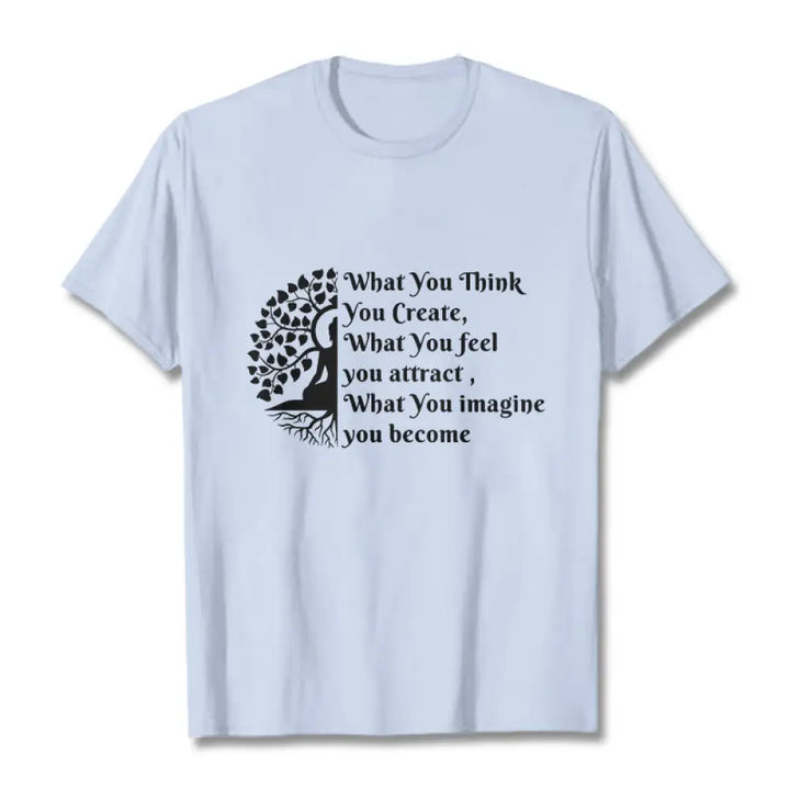 Buddha Stones Half-meditation Buddha Tree Tee T-shirt - LightCyan / S - T-Shirts