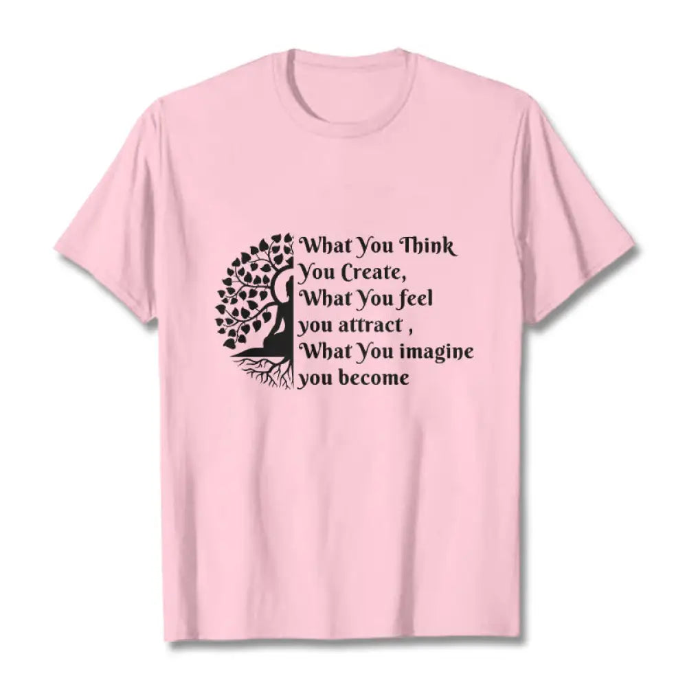 Buddha Stones Half-meditation Buddha Tree Tee T-shirt - LightPink / S - T-Shirts