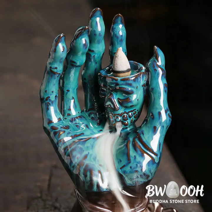 BWOOOH ceramic incense burner - Halloween Ghost Hand Skull Head Cer