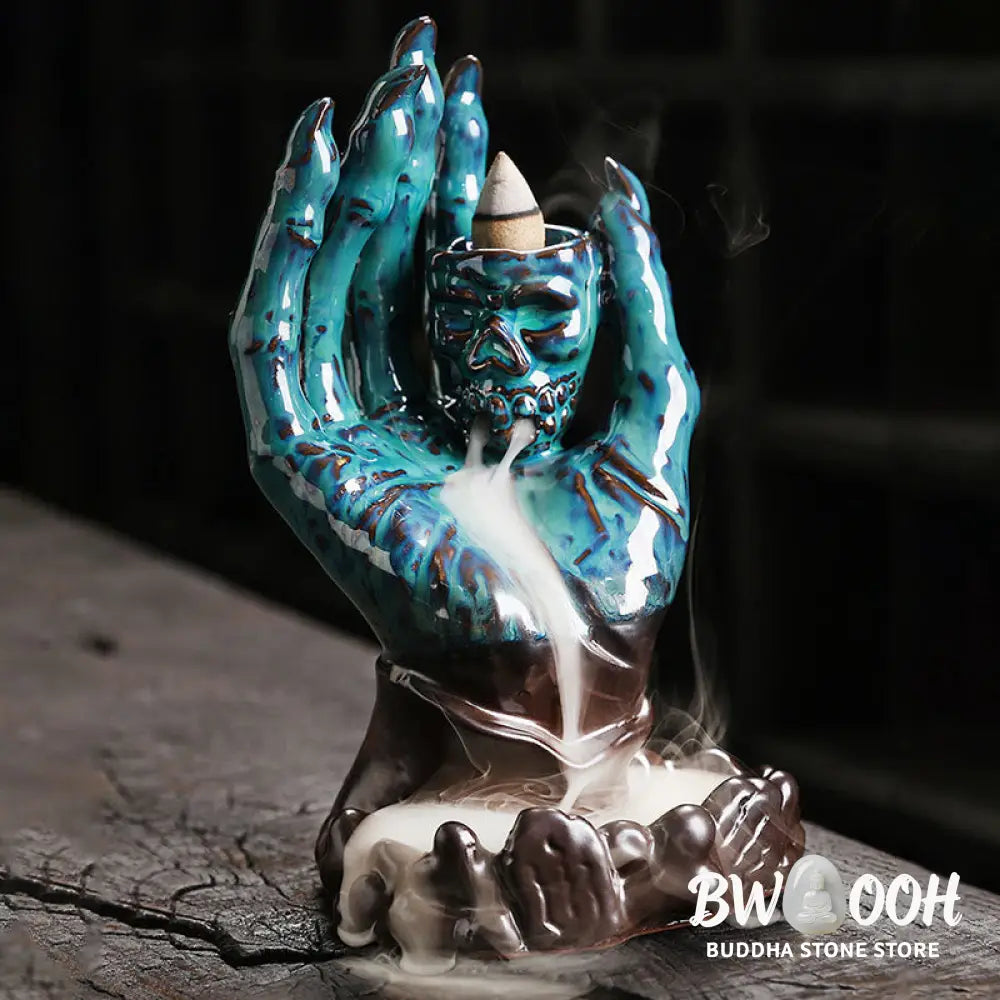 BWOOOH ceramic incense burner - Halloween Ghost Hand Skull Head Cer