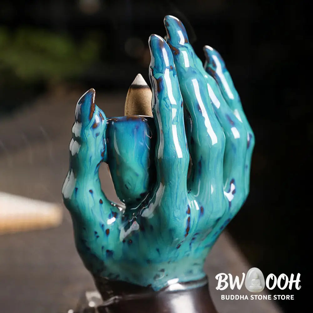 BWOOOH ceramic incense burner - Halloween Ghost Hand Skull Head Cer