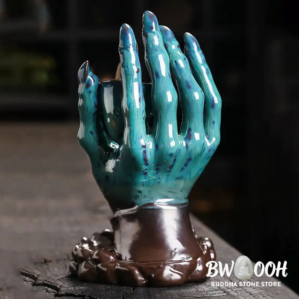BWOOOH ceramic incense burner - Halloween Ghost Hand Skull Head Cer