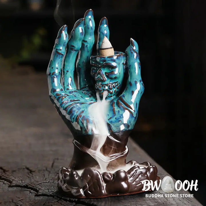 BWOOOH ceramic incense burner - Halloween Ghost Hand Skull Head Cer