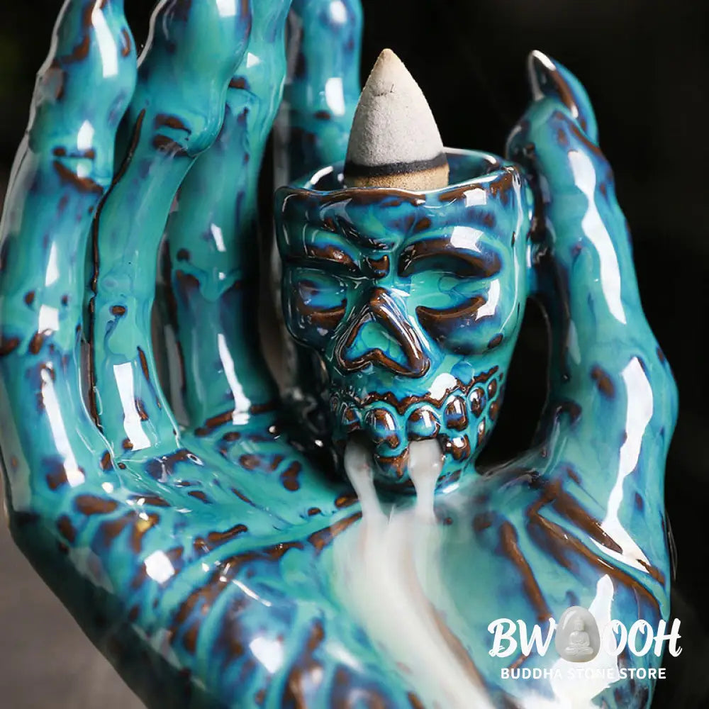 BWOOOH ceramic incense burner - Halloween Ghost Hand Skull Head Cer