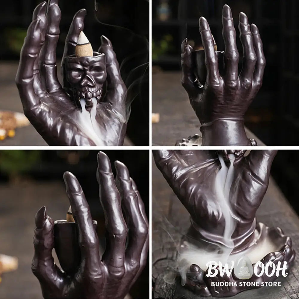 BWOOOH ceramic incense burner - Halloween Ghost Hand Skull Head Cer