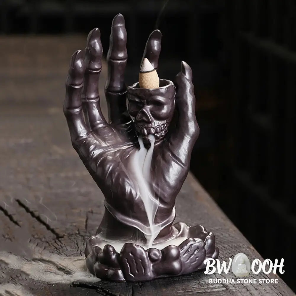 BWOOOH ceramic incense burner - Halloween Ghost Hand Skull Head Cer