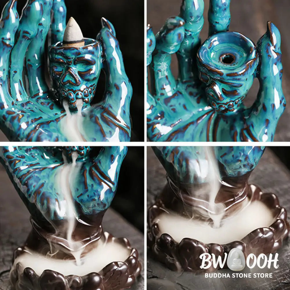BWOOOH ceramic incense burner - Halloween Ghost Hand Skull Head Cer