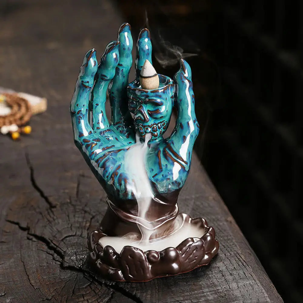 BWOOOH ceramic incense burner - Halloween Ghost Hand Skull Head Cer