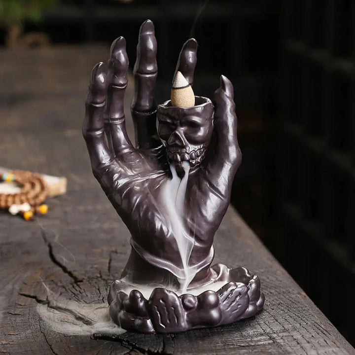 BWOOOH ceramic incense burner - Halloween Ghost Hand Skull Head Cer