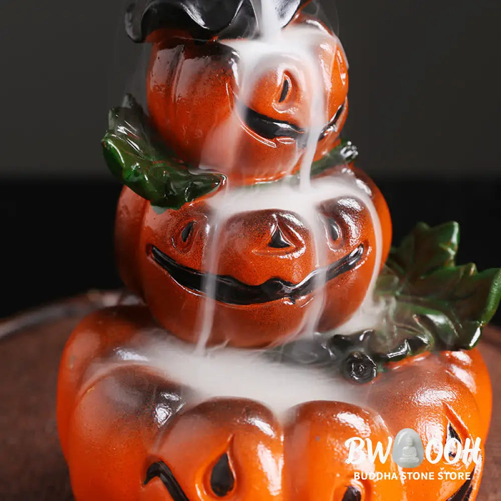 BWOOOH handcrafted backflow incense burner - Halloween Pumpkins Ghost Resin Back