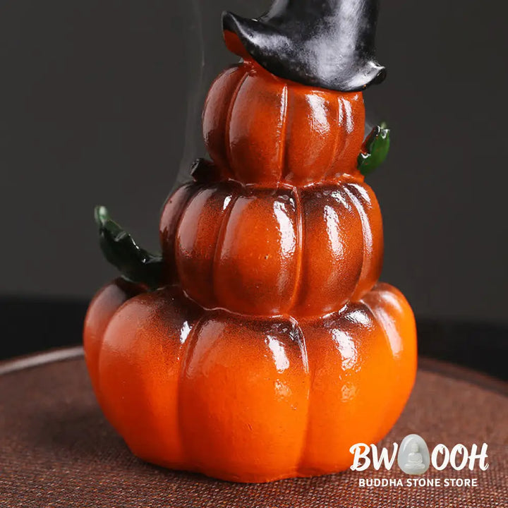 BWOOOH handcrafted backflow incense burner - Halloween Pumpkins Ghost Resin Back