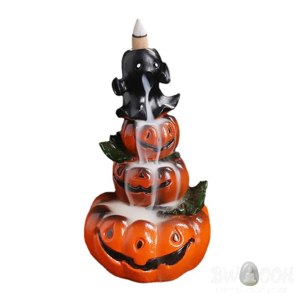 BWOOOH handcrafted backflow incense burner - Halloween Pumpkins Ghost Resin Back