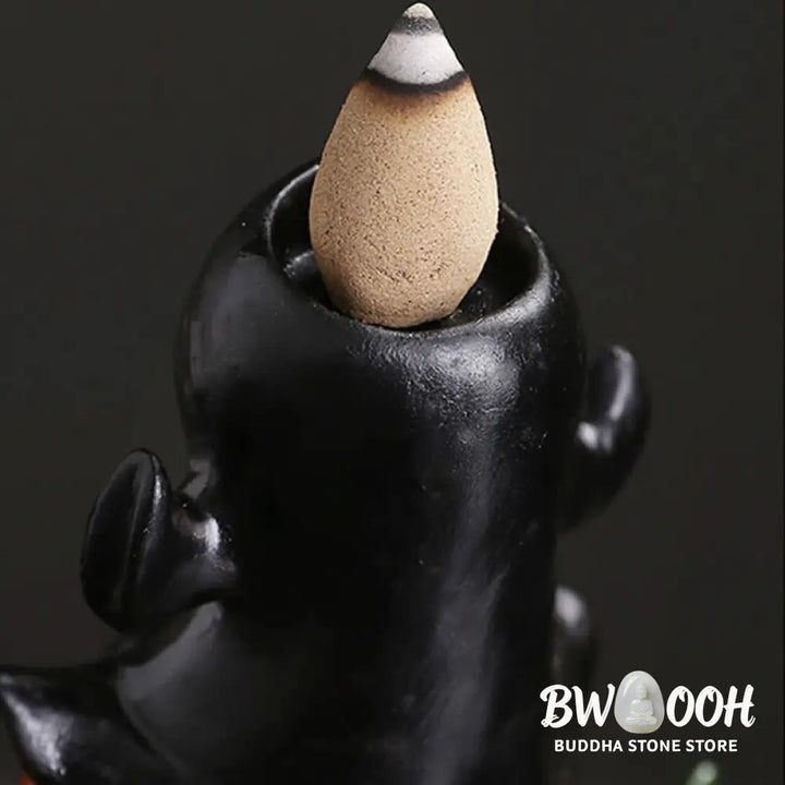 BWOOOH handcrafted backflow incense burner - Halloween Pumpkins Ghost Resin Back