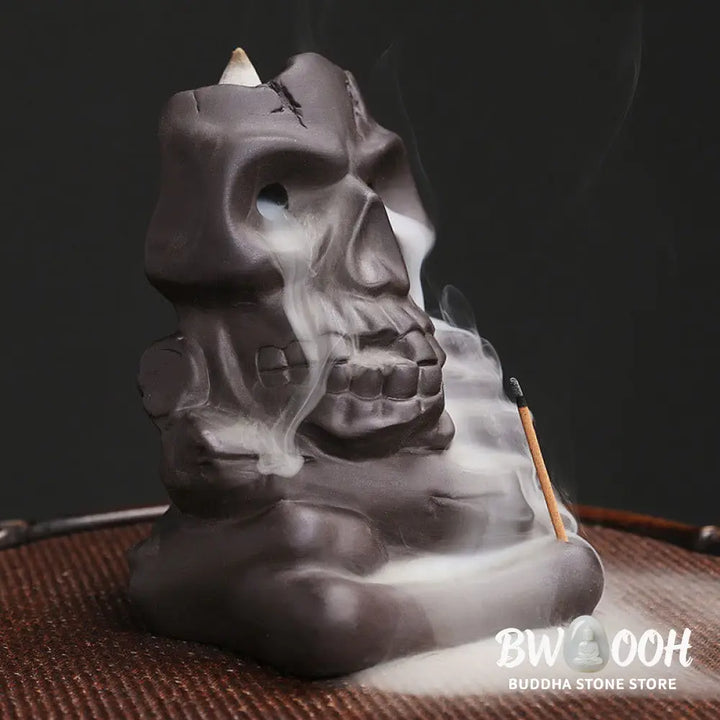 BWOOOH ceramic incense burner - Halloween Skull Head Purple Clay He