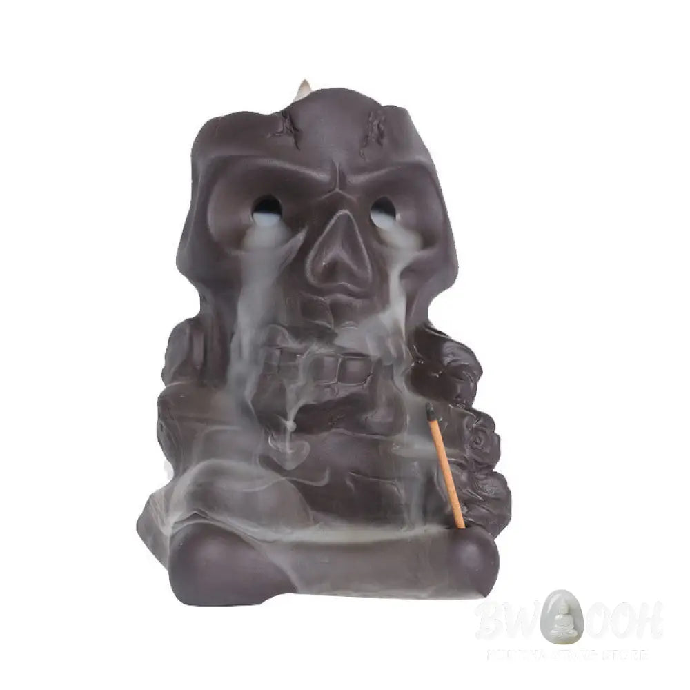 BWOOOH ceramic incense burner - Halloween Skull Head Purple Clay He