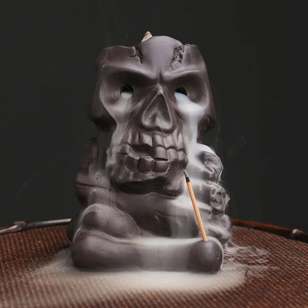 BWOOOH ceramic incense burner - Halloween Skull Head Purple Clay He